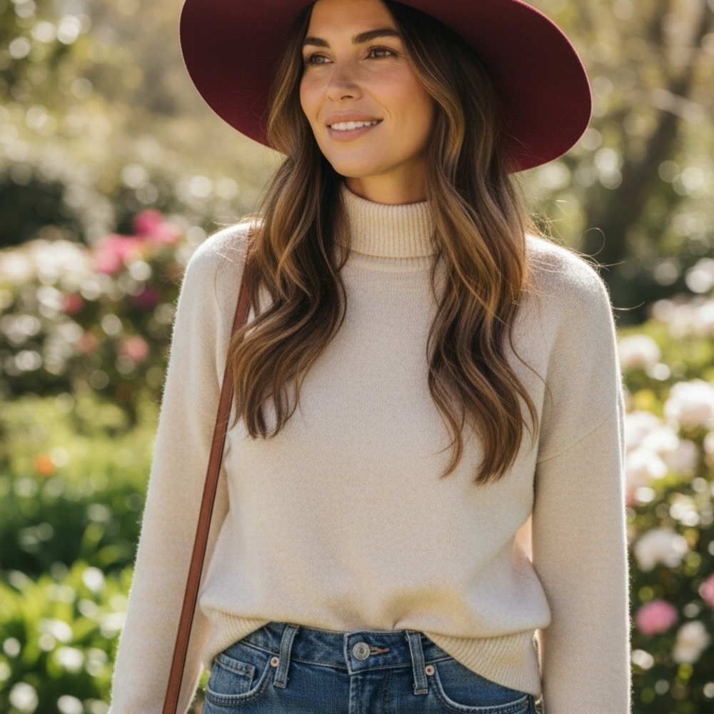 Wide Brim Fedora Hat in Wine Red
